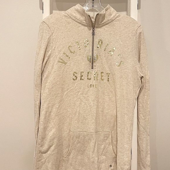Victoria’s Secret Gold Half Zip Up Sweatshirt - Picture 1 of 10